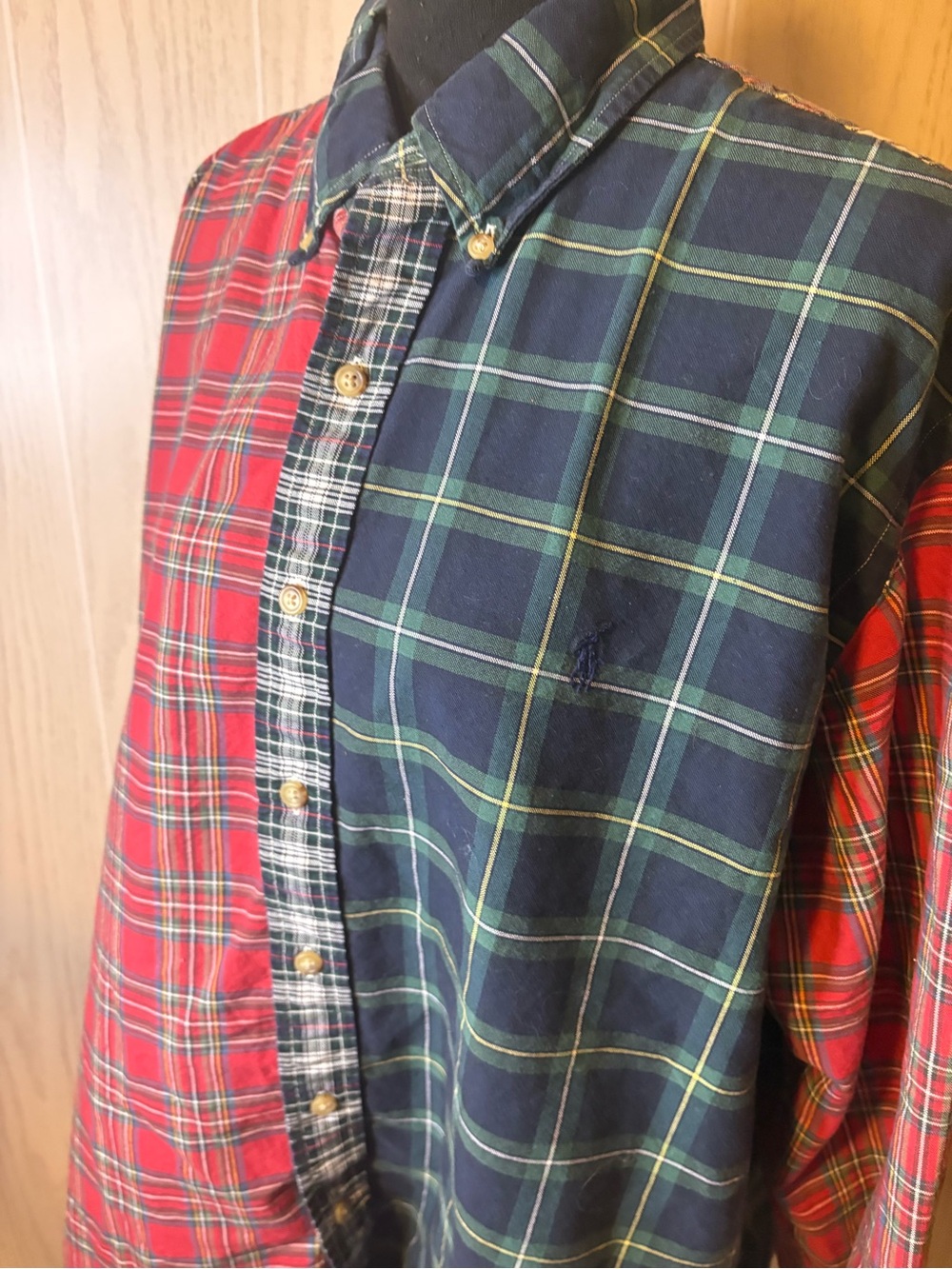 Men’s 2X Ralph Lauren Plaid Colorblock Long Sleeve Button Down Short - Picture 5 of 11